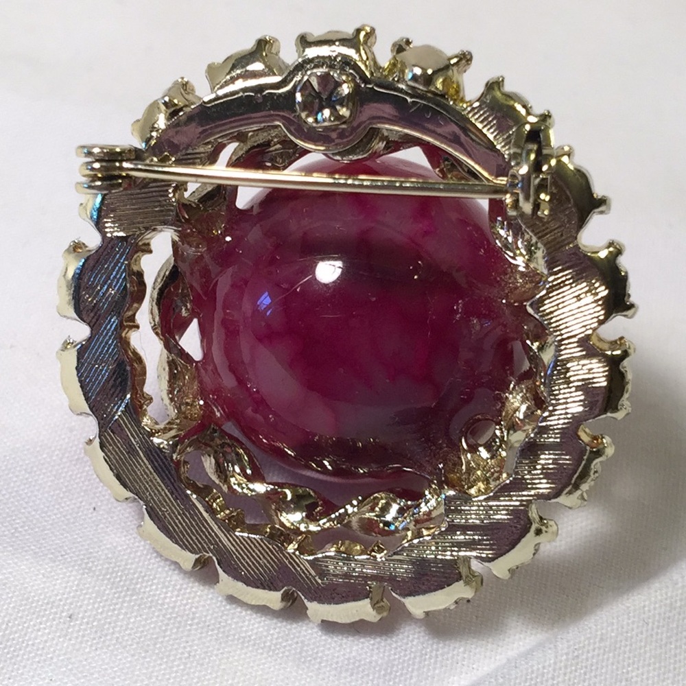 Vintage dragons vein stone brooch - Picture 2 of 4